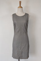 Belair Paris ROSE Grey Lambskin Leather & Knit Shift Mini Dress Size 8