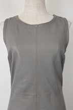 Belair Paris ROSE Grey Lambskin Leather & Knit Shift Mini Dress Size 8