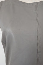 Belair Paris ROSE Grey Lambskin Leather & Knit Shift Mini Dress Size 8