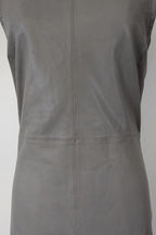 Belair Paris ROSE Grey Lambskin Leather & Knit Shift Mini Dress Size 8