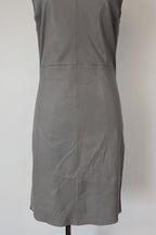 Belair Paris ROSE Grey Lambskin Leather & Knit Shift Mini Dress Size 8