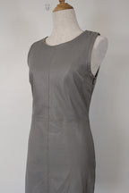 Belair Paris ROSE Grey Lambskin Leather & Knit Shift Mini Dress Size 8