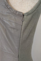 Belair Paris ROSE Grey Lambskin Leather & Knit Shift Mini Dress Size 8