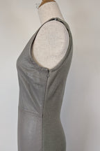Belair Paris ROSE Grey Lambskin Leather & Knit Shift Mini Dress Size 8