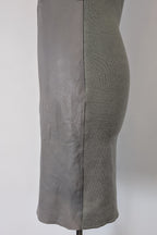 Belair Paris ROSE Grey Lambskin Leather & Knit Shift Mini Dress Size 8