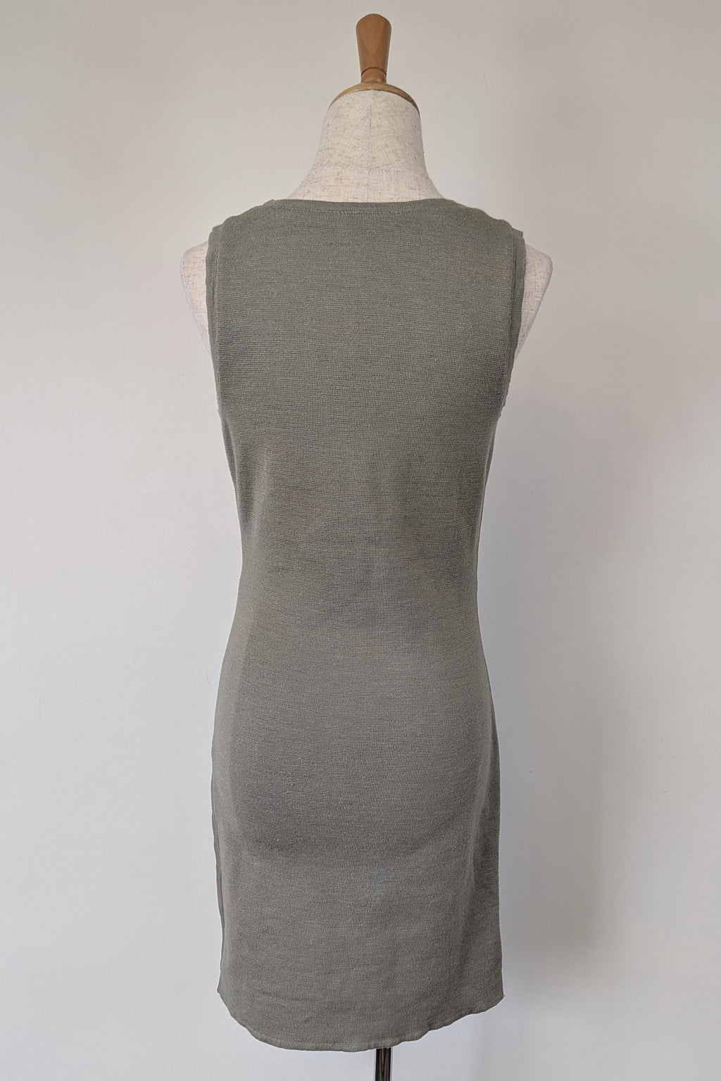 Belair Paris ROSE Grey Lambskin Leather & Knit Shift Mini Dress Size 8