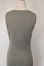 Belair Paris ROSE Grey Lambskin Leather & Knit Shift Mini Dress Size 8