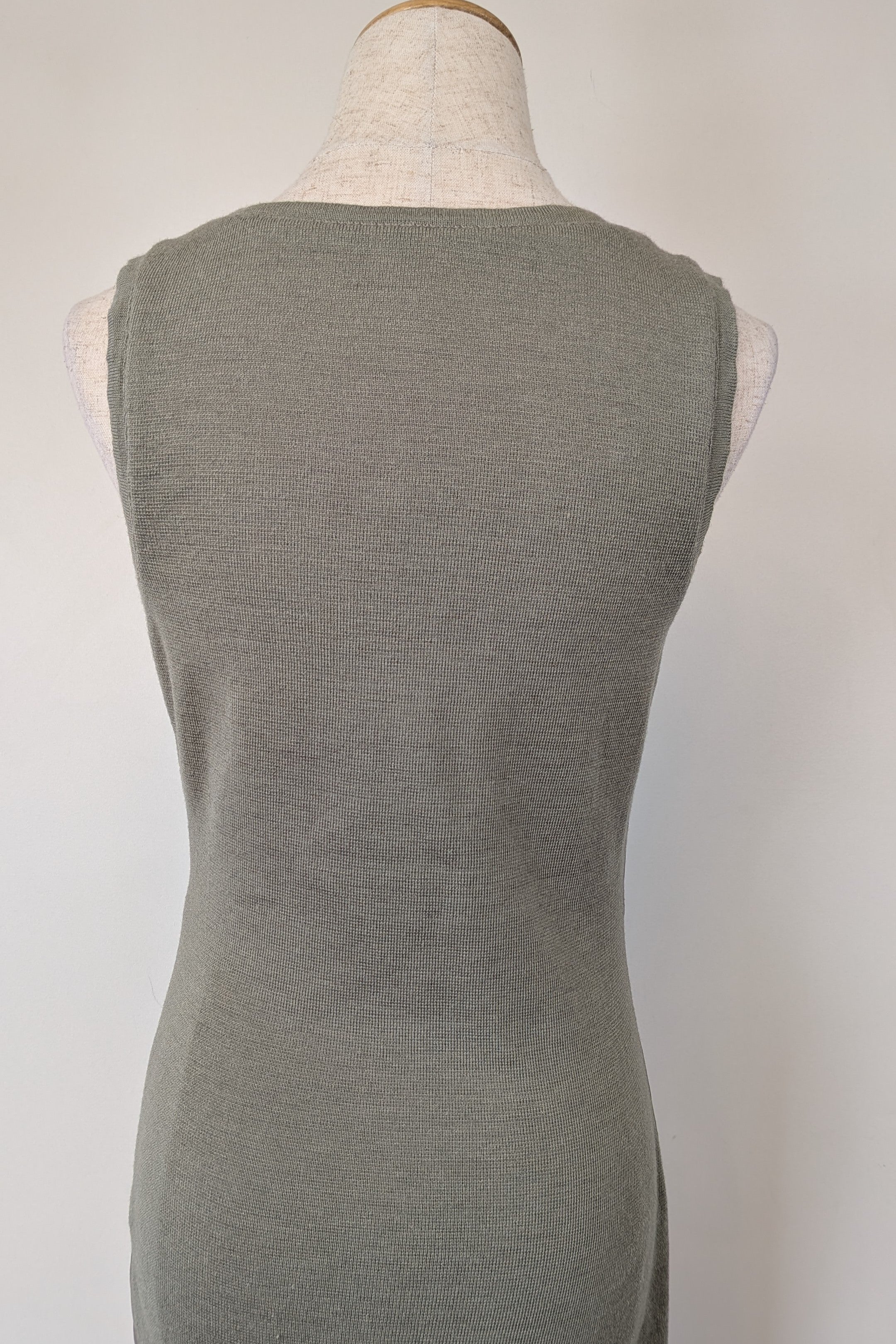 Belair Paris ROSE Grey Lambskin Leather & Knit Shift Mini Dress Size 8
