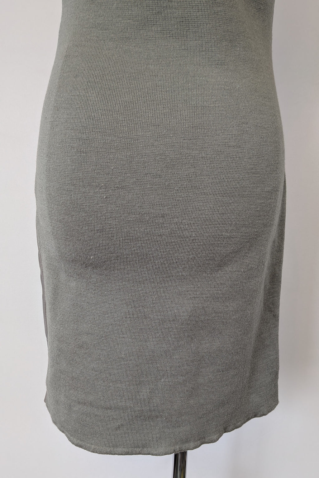 Belair Paris ROSE Grey Lambskin Leather & Knit Shift Mini Dress Size 8