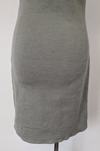 Belair Paris ROSE Grey Lambskin Leather & Knit Shift Mini Dress Size 8