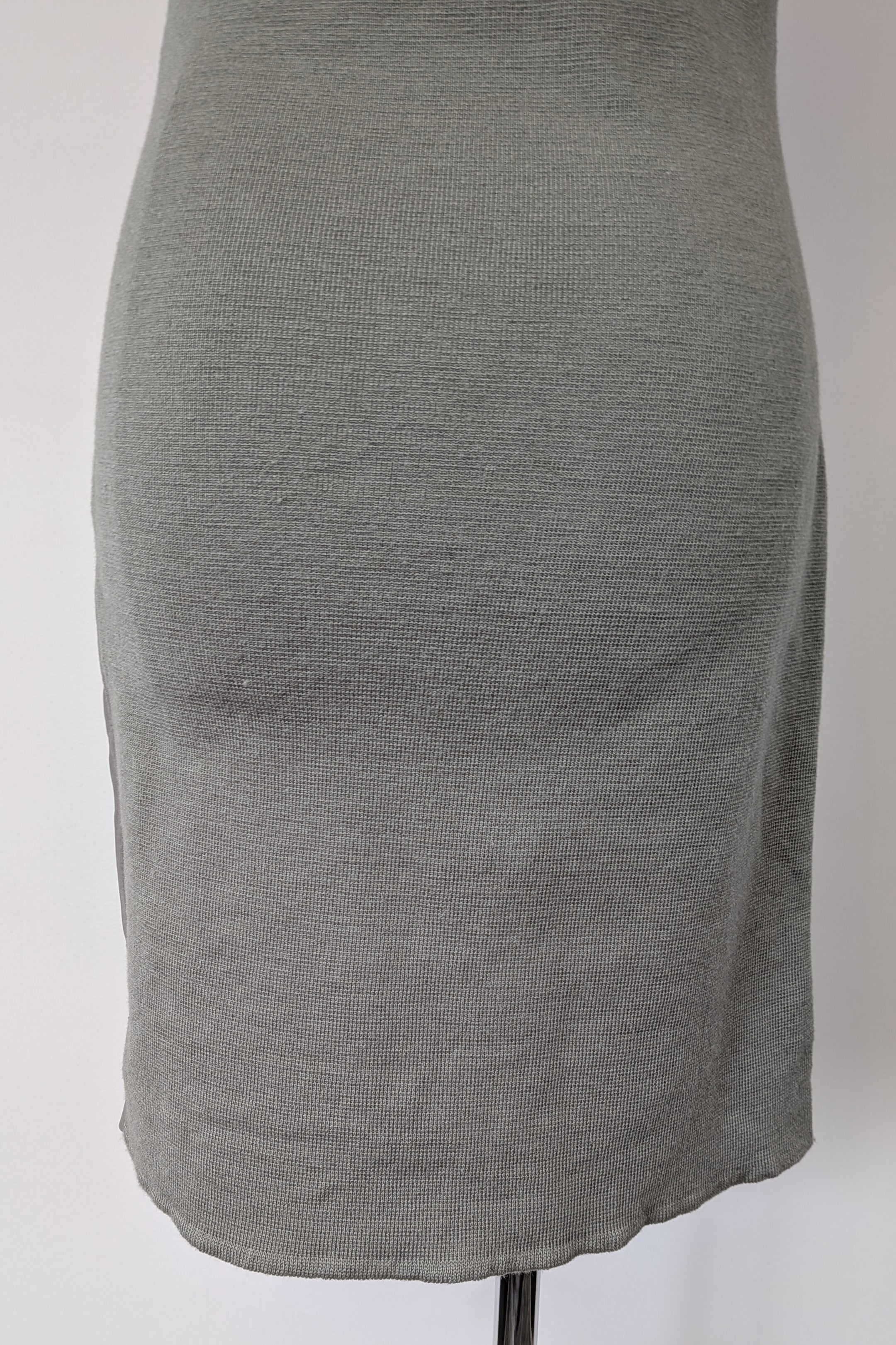 Belair Paris ROSE Grey Lambskin Leather & Knit Shift Mini Dress Size 8