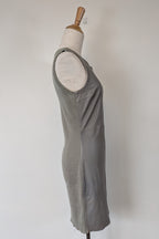 Belair Paris ROSE Grey Lambskin Leather & Knit Shift Mini Dress Size 8