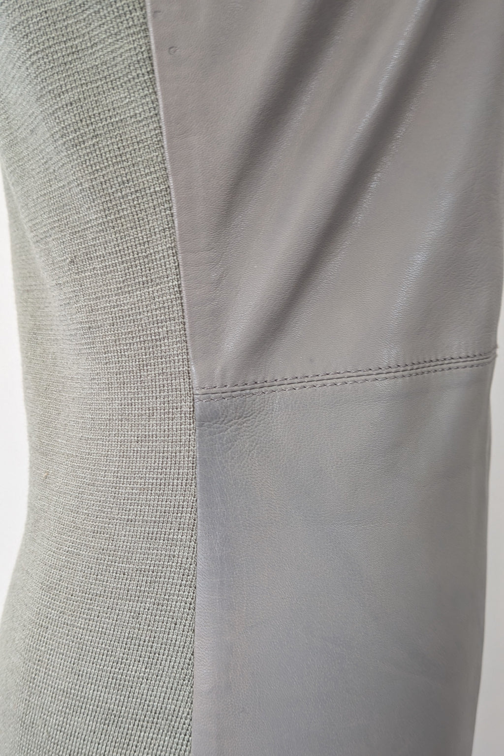 Belair Paris ROSE Grey Lambskin Leather & Knit Shift Mini Dress Size 8