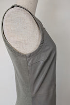 Belair Paris ROSE Grey Lambskin Leather & Knit Shift Mini Dress Size 8