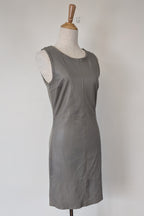 Belair Paris ROSE Grey Lambskin Leather & Knit Shift Mini Dress Size 8