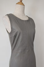 Belair Paris ROSE Grey Lambskin Leather & Knit Shift Mini Dress Size 8