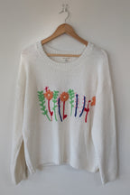 New U Collection Wildflower Embroidered Wool Blend Jumper Size L/XL