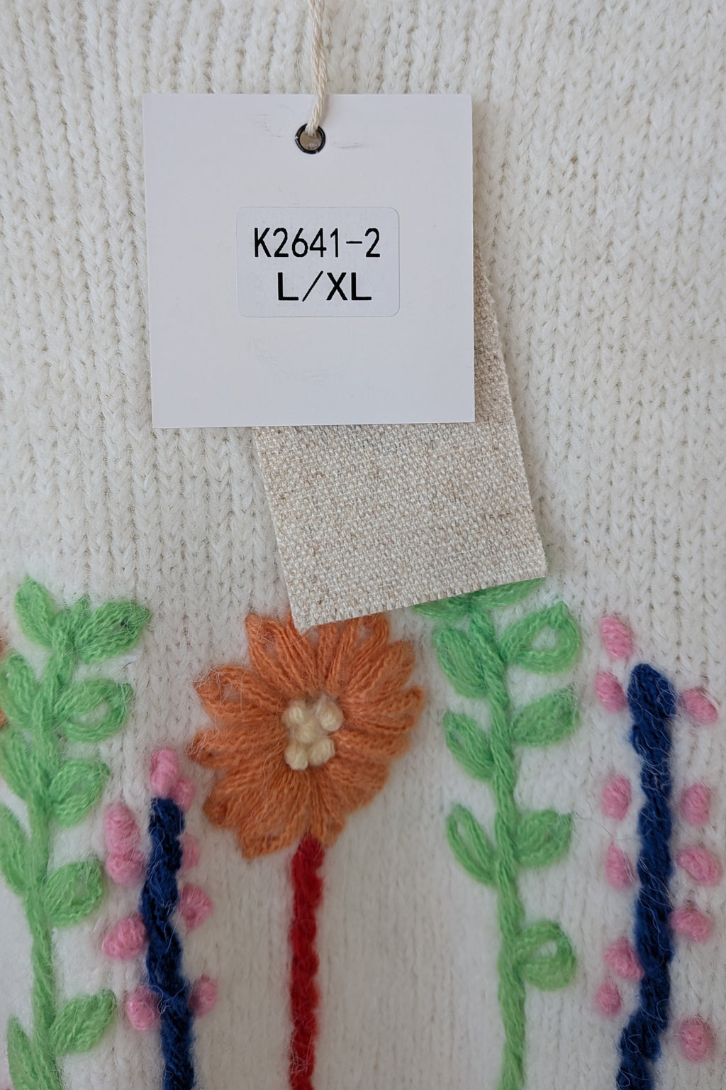 New U Collection Wildflower Embroidered Wool Blend Jumper Size L/XL