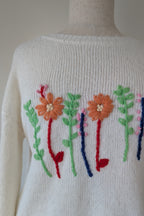 New U Collection Wildflower Embroidered Wool Blend Jumper Size L/XL