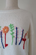 New U Collection Wildflower Embroidered Wool Blend Jumper Size L/XL