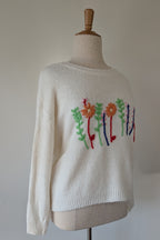New U Collection Wildflower Embroidered Wool Blend Jumper Size L/XL