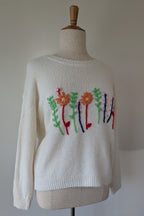New U Collection Wildflower Embroidered Wool Blend Jumper Size L/XL