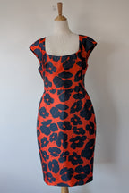 Lela Rose Floral Print Duchesse Satin Dress Size 16 BNWT RRP $2,535