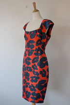 Lela Rose Floral Print Duchesse Satin Dress Size 16 BNWT RRP $2,535