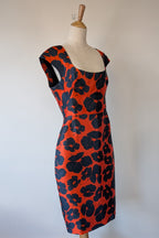 Lela Rose Floral Print Duchesse Satin Dress Size 16 BNWT RRP $2,535