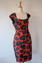 Lela Rose Floral Print Duchesse Satin Dress Size 16 BNWT RRP $2,535