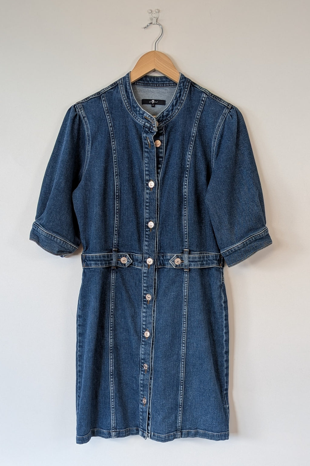 7 For All Mankind Cruise Marina Denim Mini Dress Size M