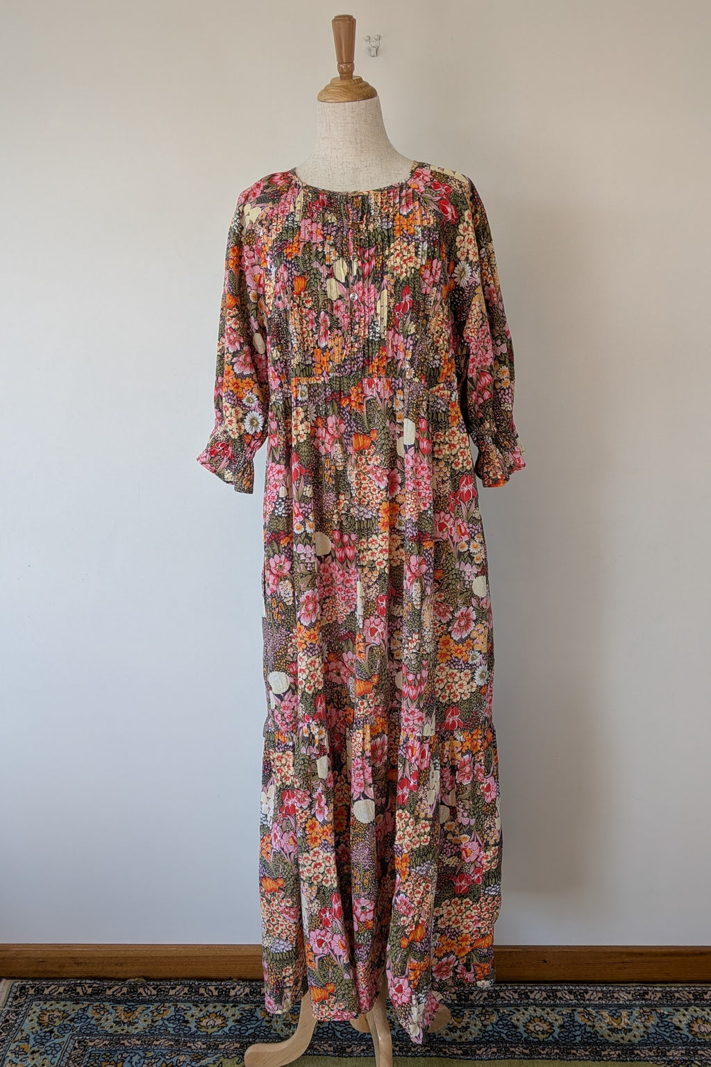 Fabrik Eden Floral Print Tiered Maxi Dress Size L