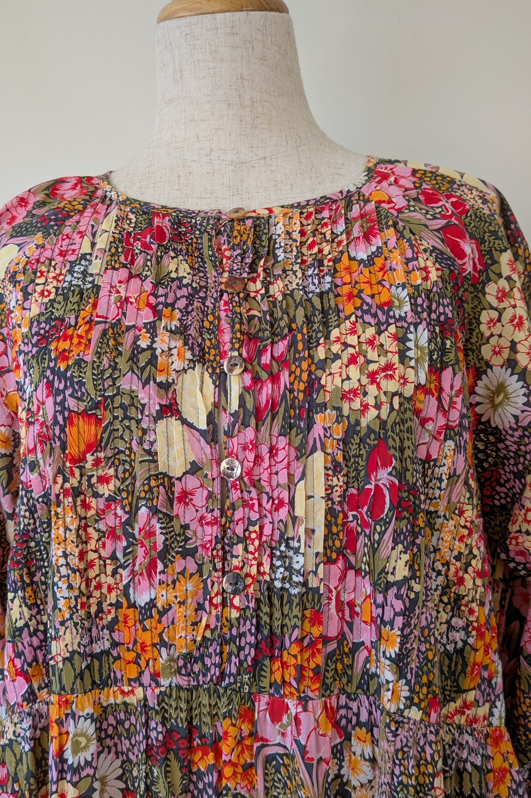 Fabrik Eden Floral Print Tiered Maxi Dress Size L