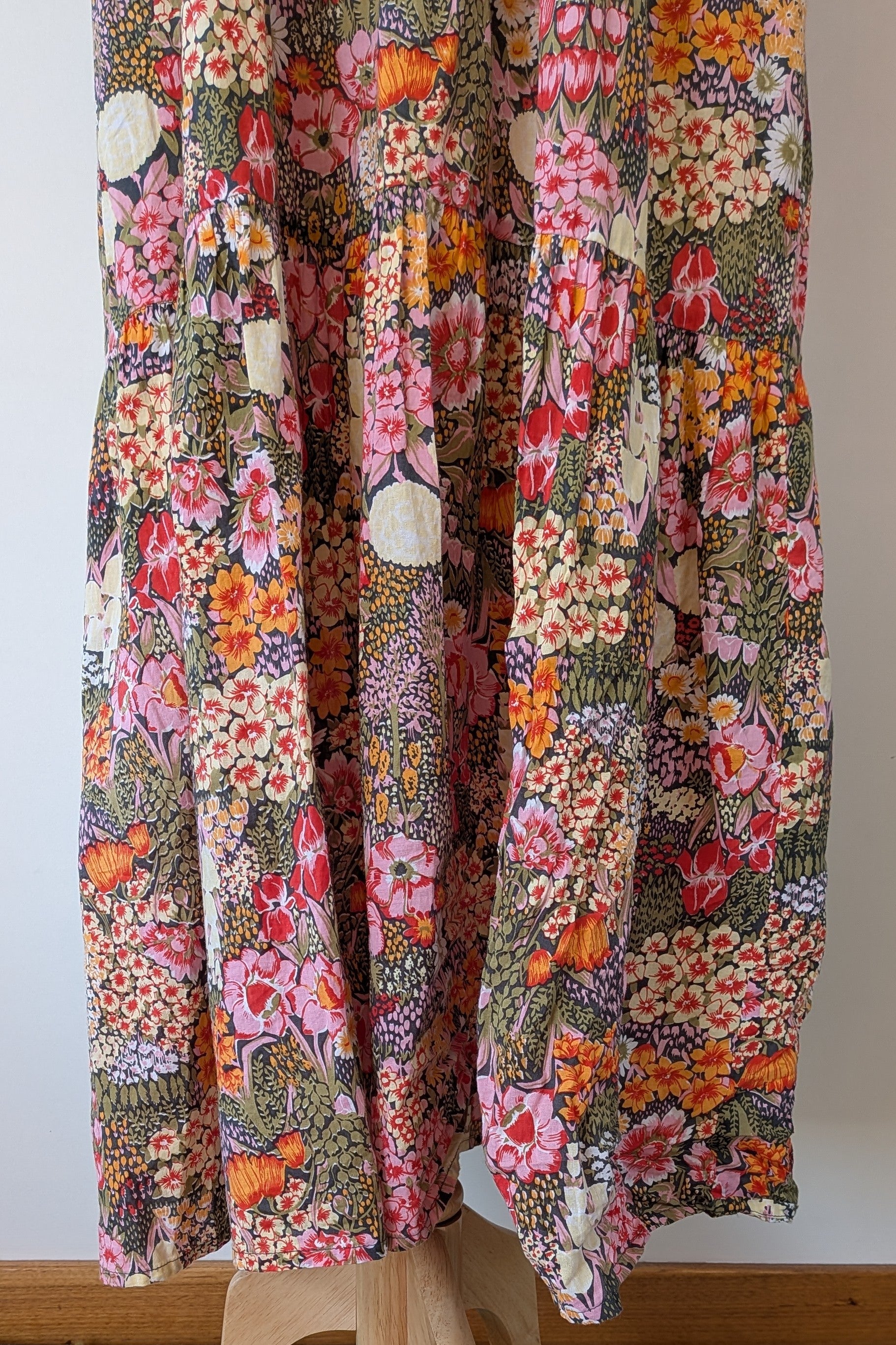 Fabrik Eden Floral Print Tiered Maxi Dress Size L