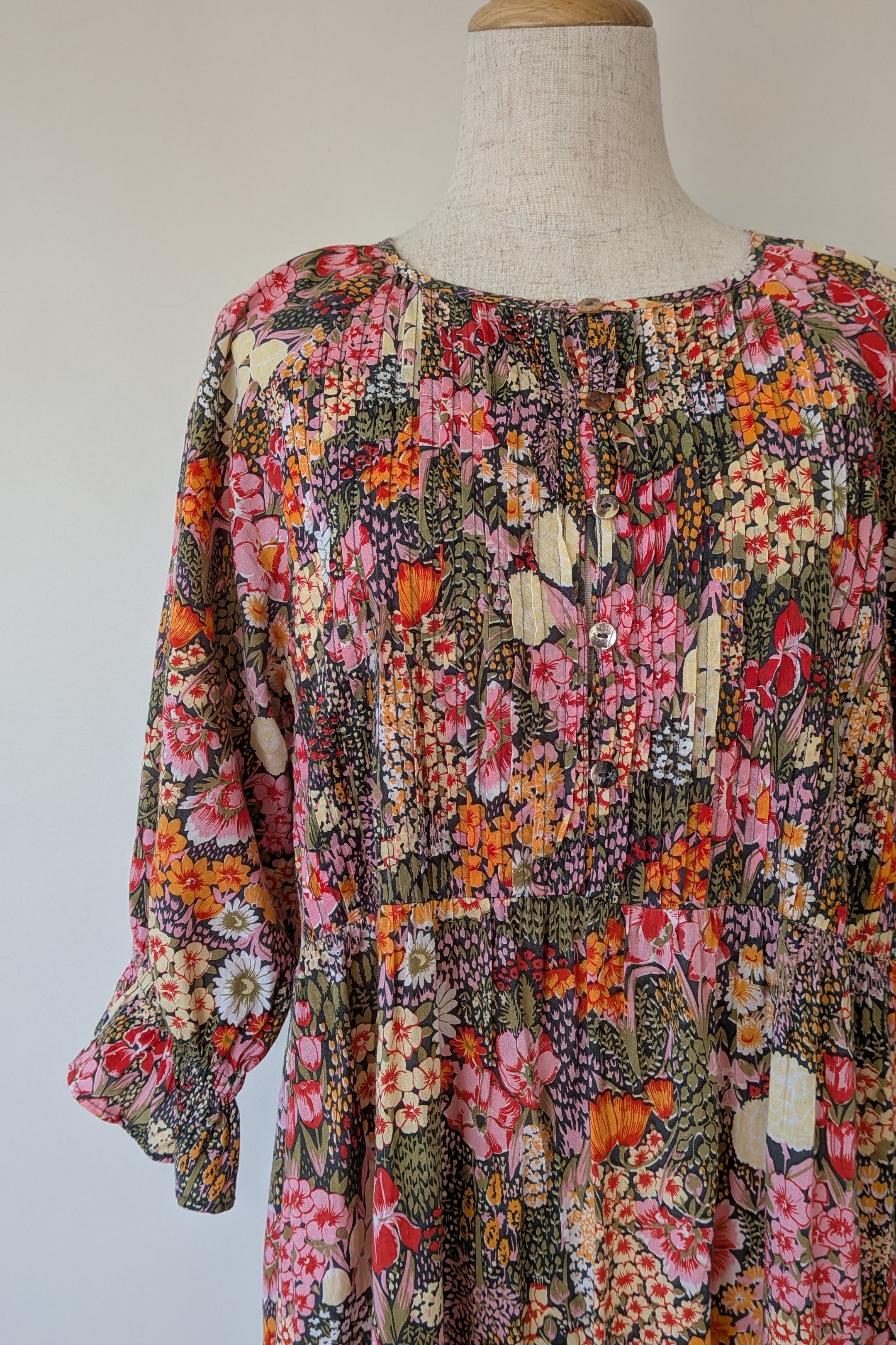 Fabrik Eden Floral Print Tiered Maxi Dress Size L
