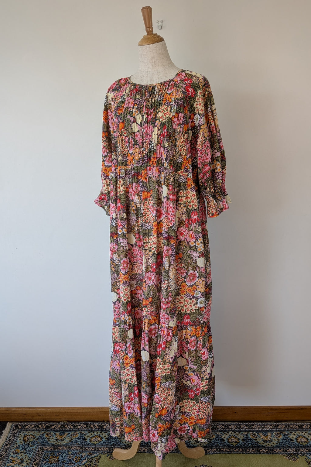 Fabrik Eden Floral Print Tiered Maxi Dress Size L