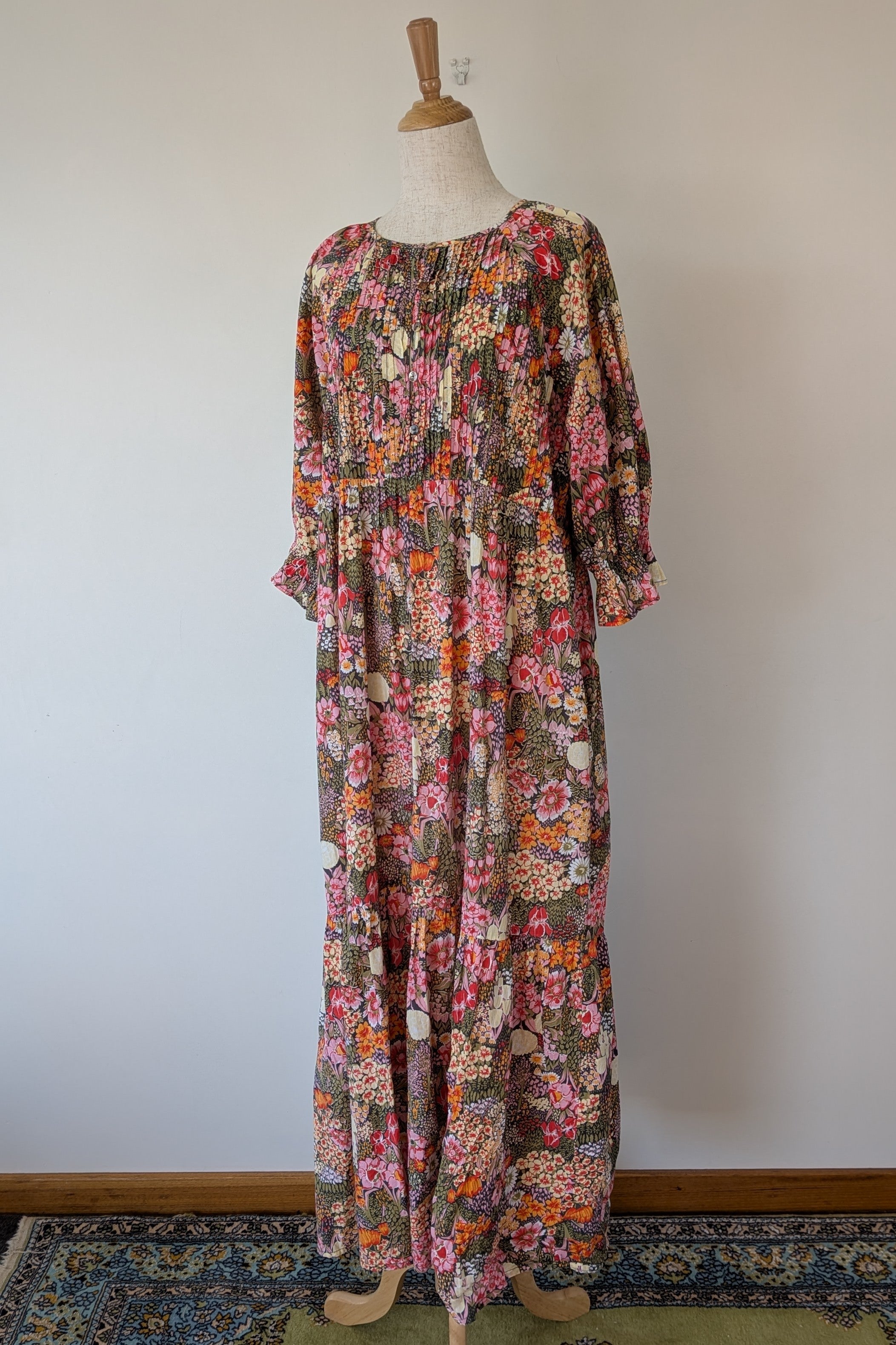 Fabrik Eden Floral Print Tiered Maxi Dress Size L