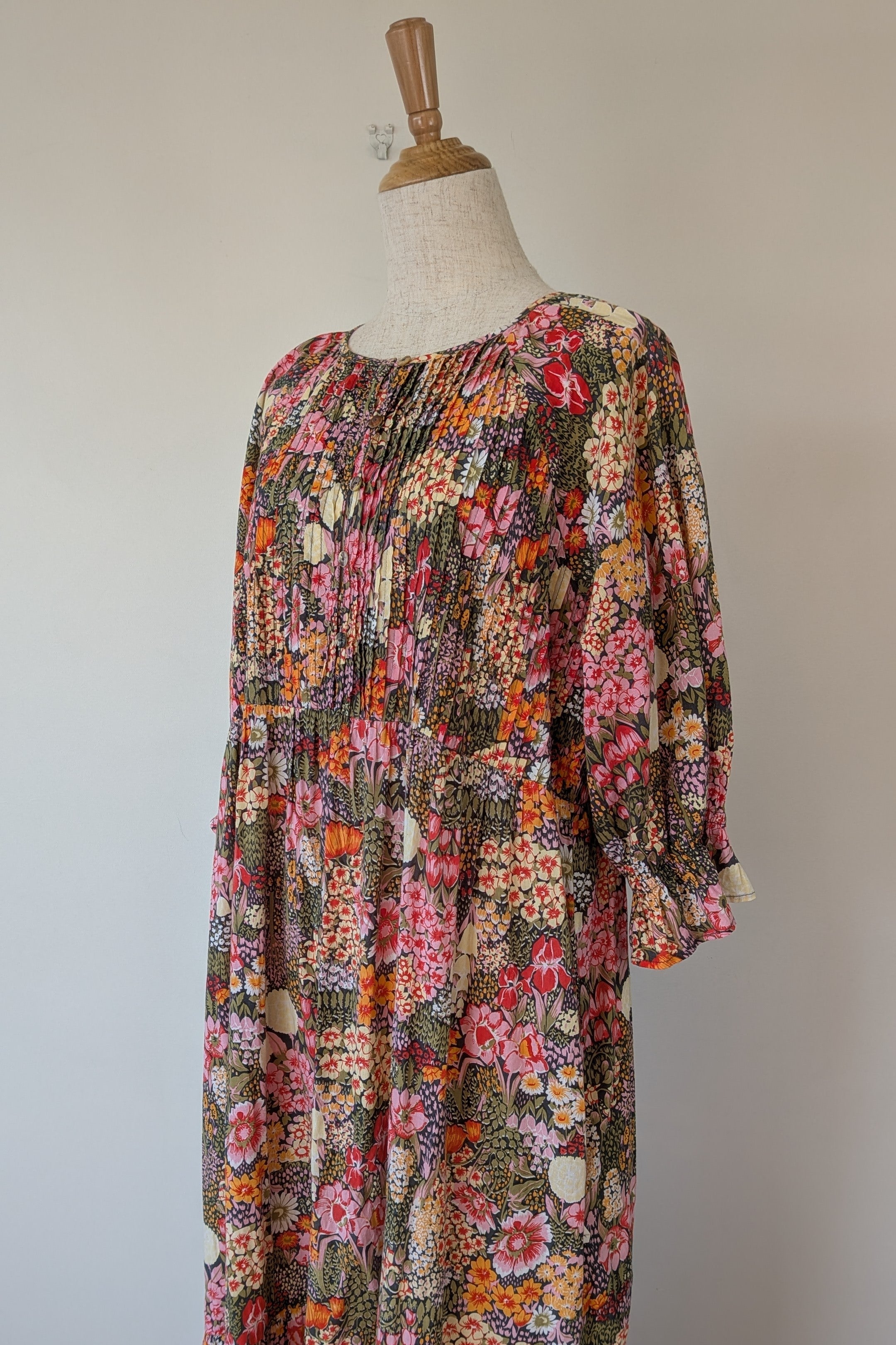 Fabrik Eden Floral Print Tiered Maxi Dress Size L