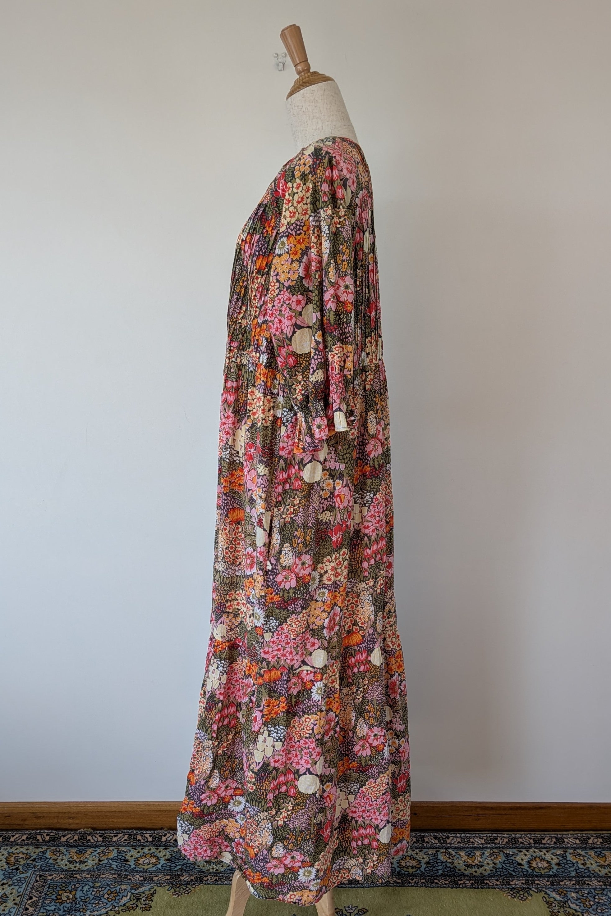 Fabrik Eden Floral Print Tiered Maxi Dress Size L