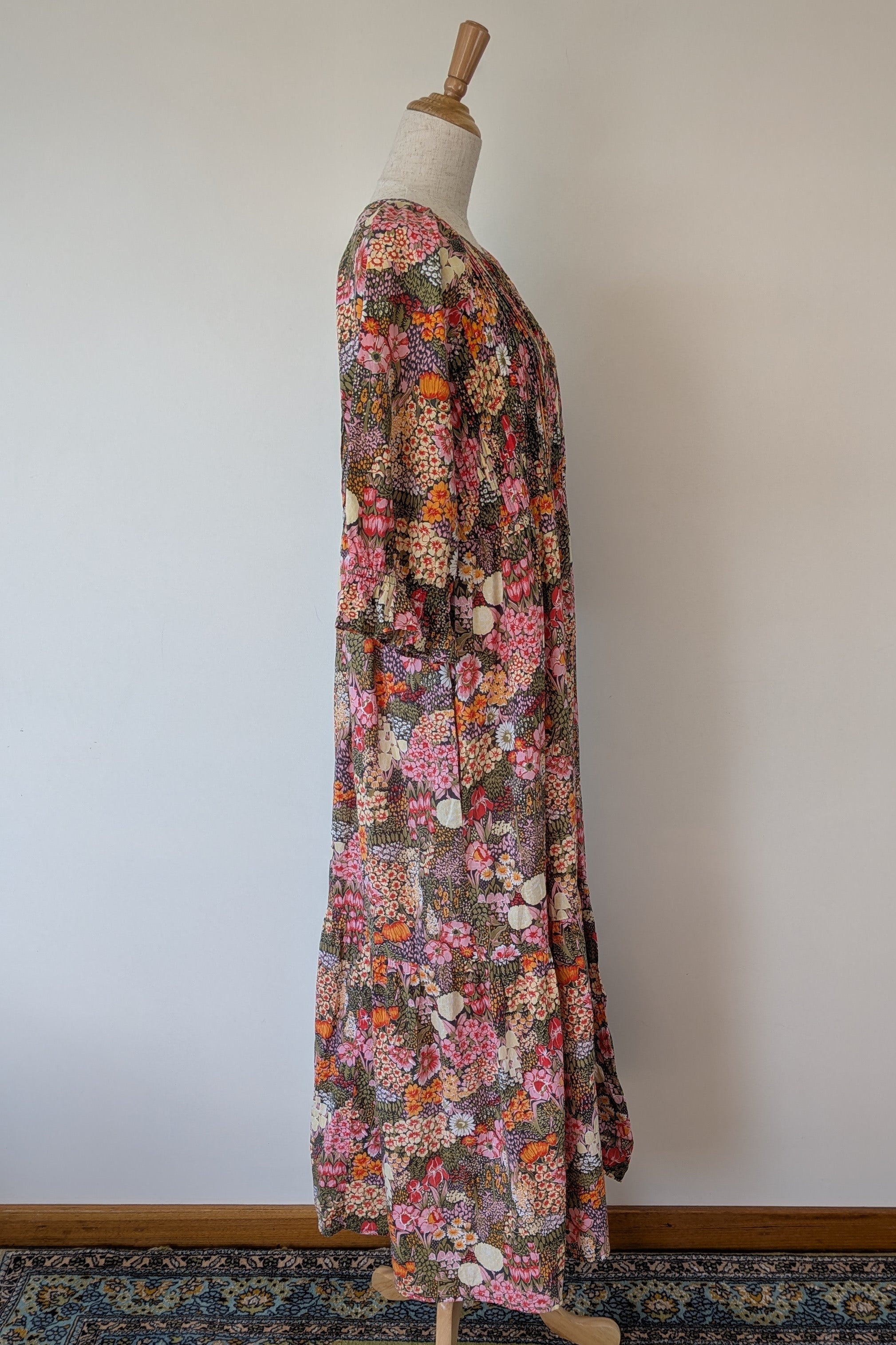 Fabrik Eden Floral Print Tiered Maxi Dress Size L