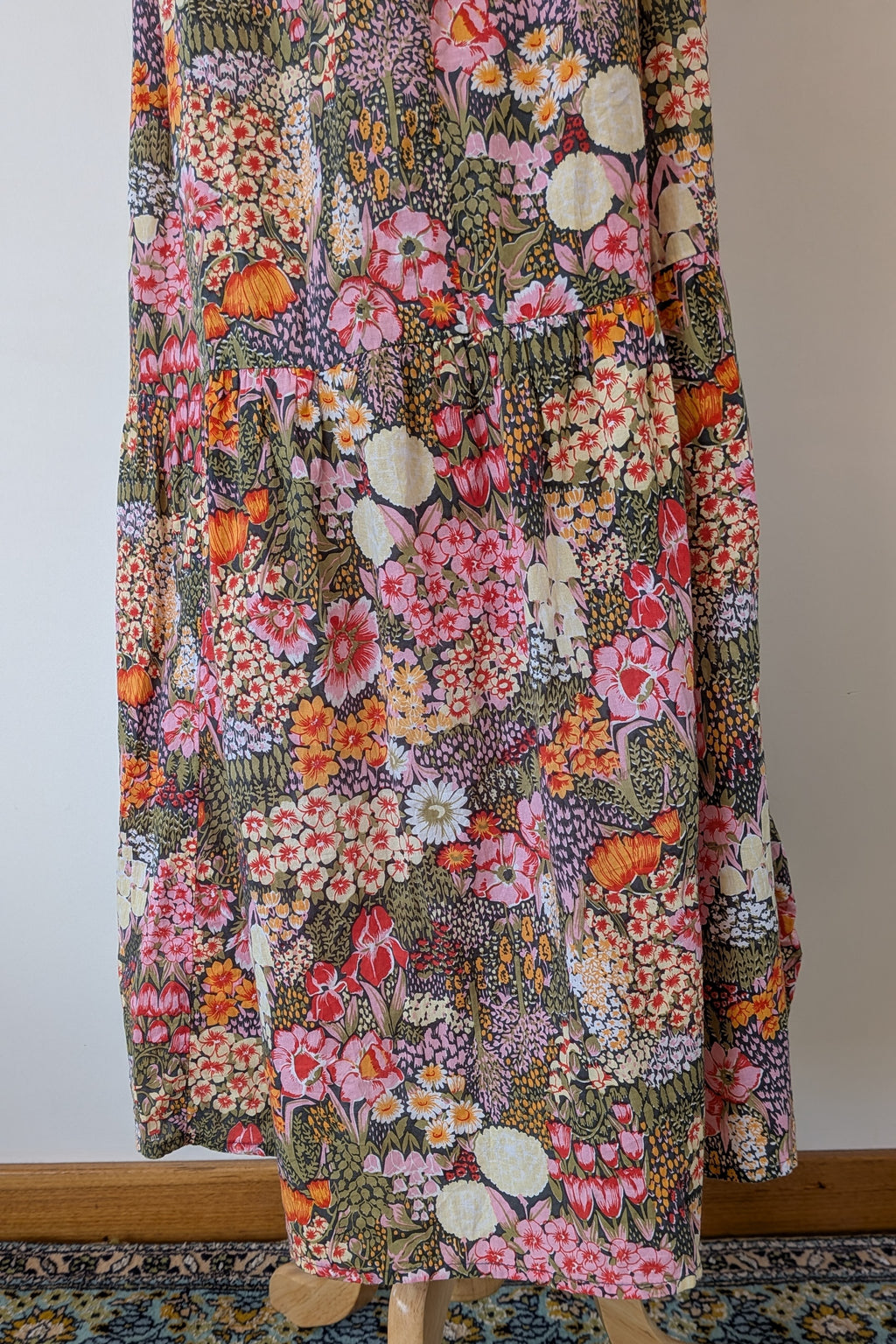 Fabrik Eden Floral Print Tiered Maxi Dress Size L
