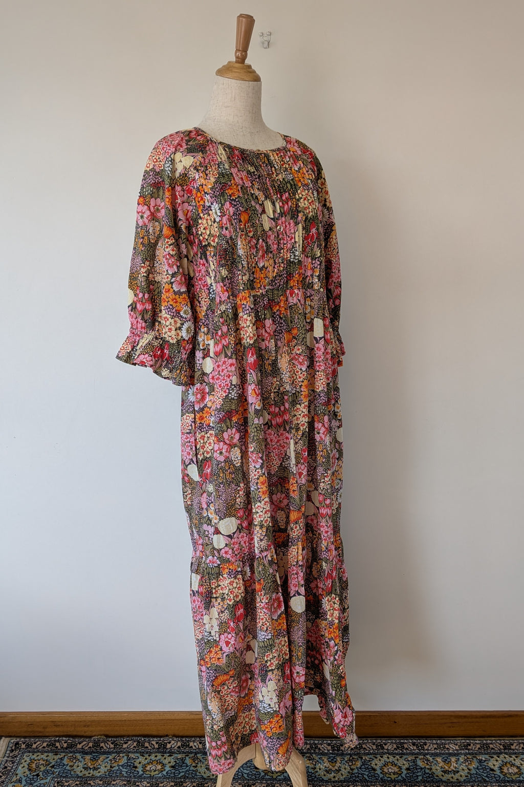 Fabrik Eden Floral Print Tiered Maxi Dress Size L