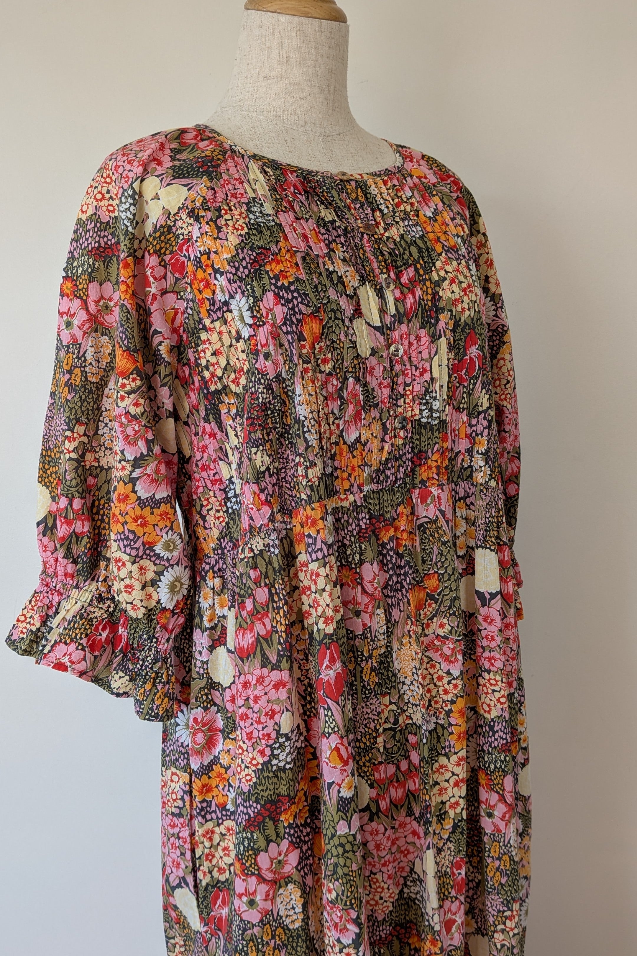 Fabrik Eden Floral Print Tiered Maxi Dress Size L