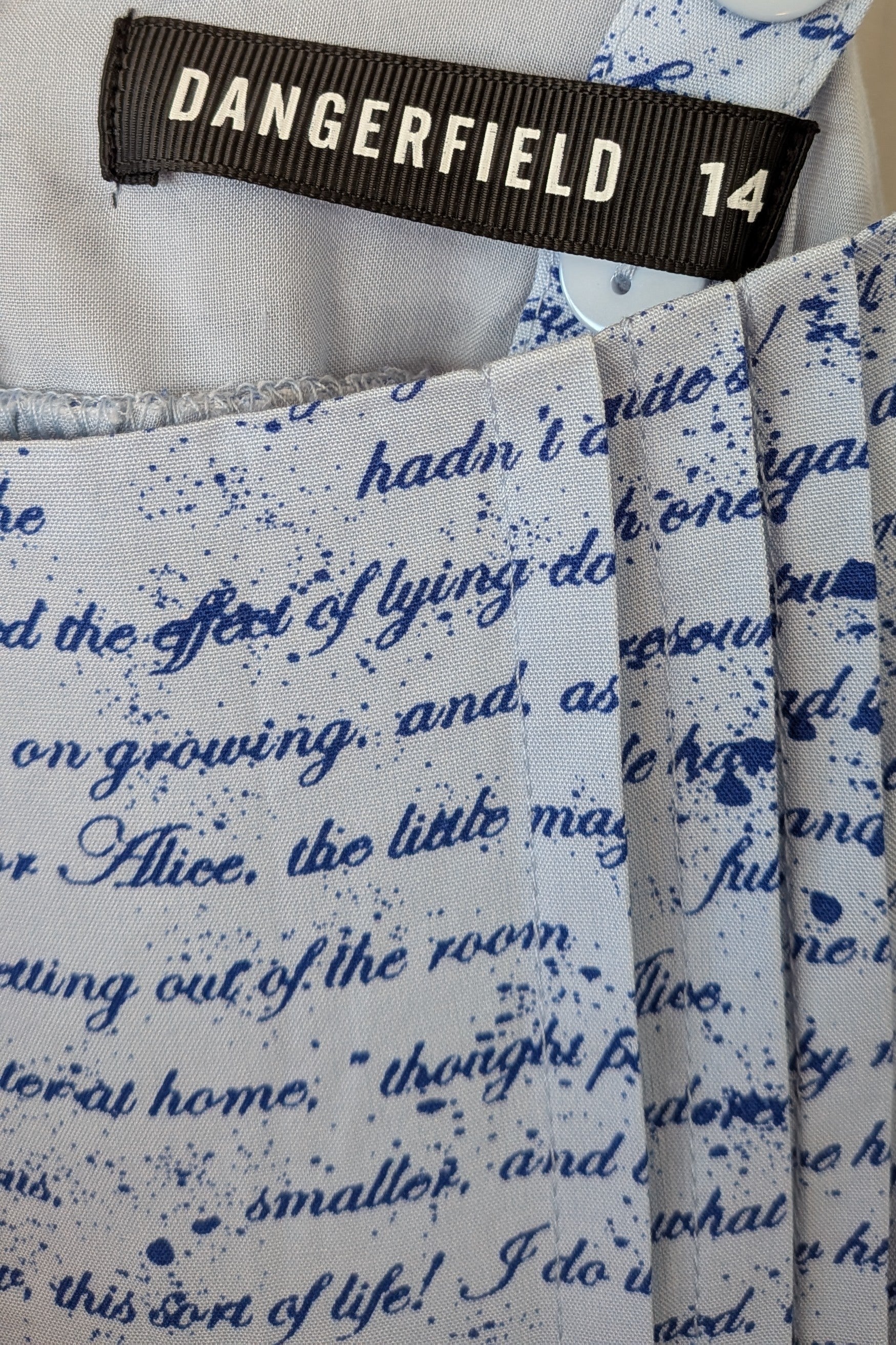 Dangerfield Read It Again Alice In Wonderland Pinafore Dress Size 14
