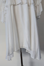 Lost Ink White Cold Shoulder Ruffle Dress with Daisy Mesh Embroidery Size 10