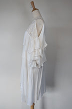 Lost Ink White Cold Shoulder Ruffle Dress with Daisy Mesh Embroidery Size 10