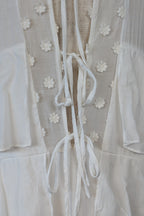 Lost Ink White Cold Shoulder Ruffle Dress with Daisy Mesh Embroidery Size 10