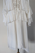 Lost Ink White Cold Shoulder Ruffle Dress with Daisy Mesh Embroidery Size 10