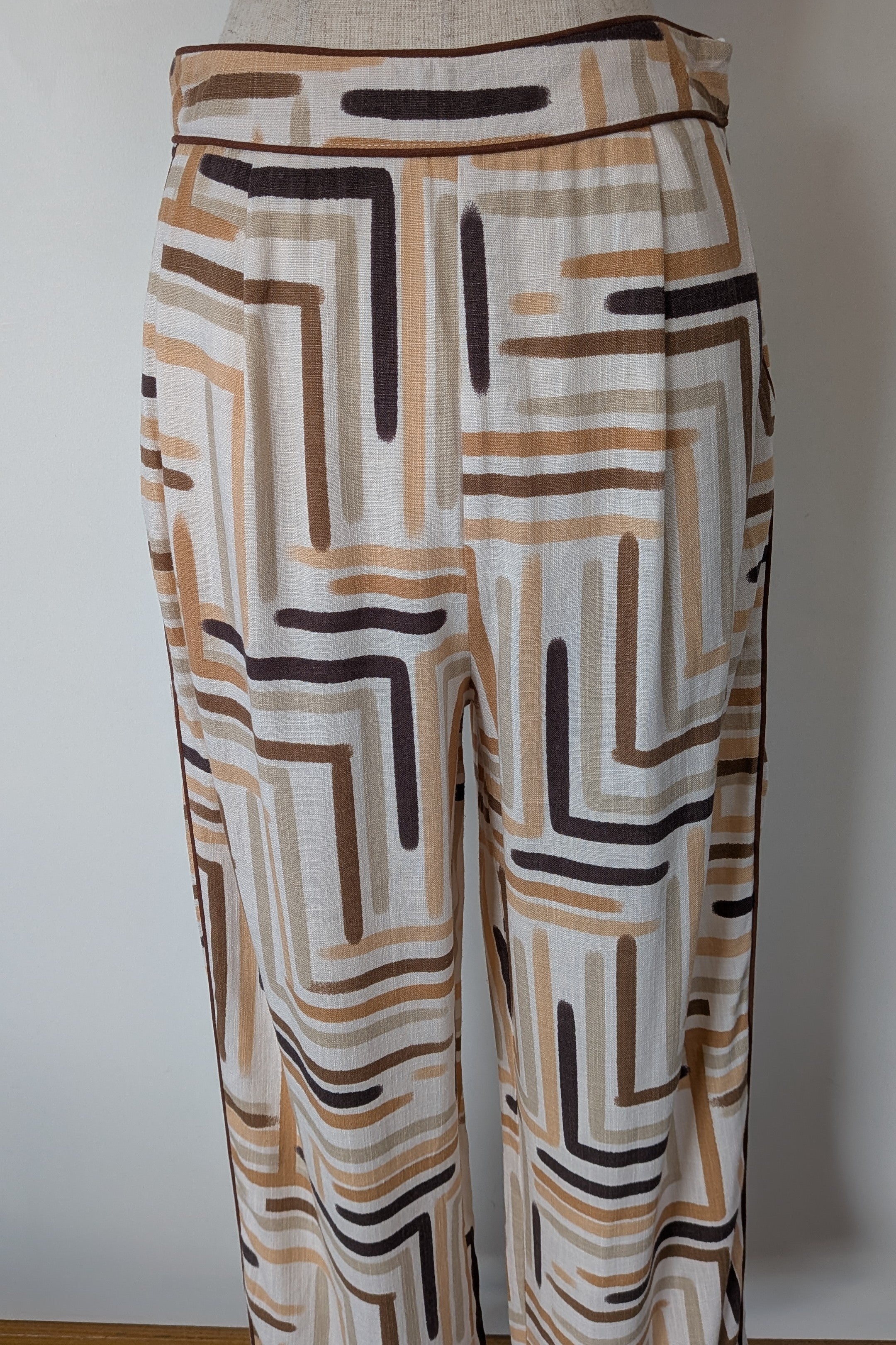 Ebby & I Linen Lux Phoenix Piping Pant Size 10 BNWT RRP $99.95