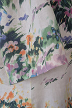 Handmade Linen Blend Impressionist Wildflower Watercolour Shirt Size 16